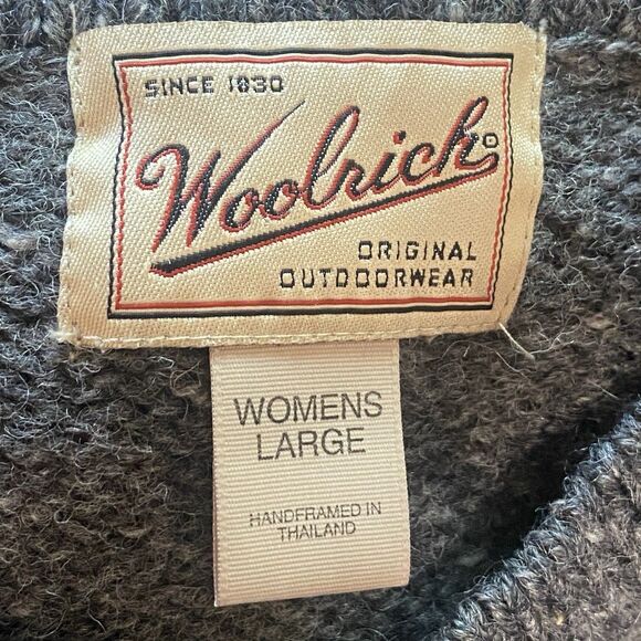 Woolrich Women’s Gray Wool Crew Neck Sweater Long Sleeve Vintage Classic - Picture 3 of 10
